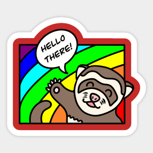 Cute ferret says hello there Sticker